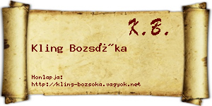 Kling Bozsóka névjegykártya